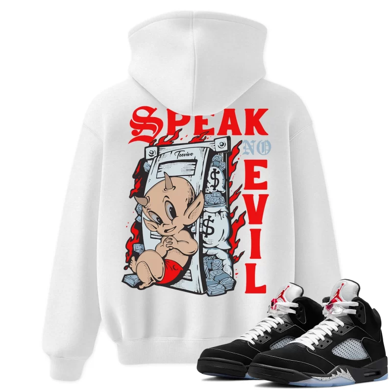 TeeVivo Hoodie Match Air Jordan 5 Retro OG Black Metallic Reimagined Speak no evil – Air Jordan 5 Hoodie, AJ5 Hoodie