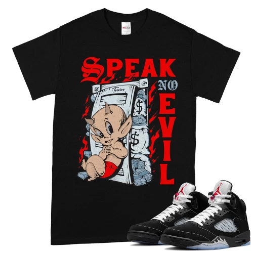 TeeVivo T-Shirt Match Air Jordan 5 Retro OG Black Metallic Reimagined Speak no evil – Air Jordan 5 Shirt, AJ5 Shirt