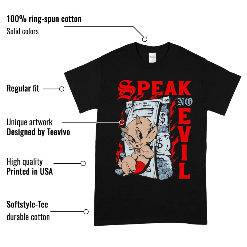 TeeVivo T-Shirt Match Air Jordan 5 Retro OG Black Metallic Reimagined Speak no evil – Air Jordan 5 Shirt, AJ5 Shirt