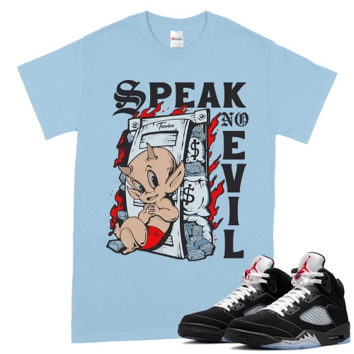 TeeVivo T-Shirt Match Air Jordan 5 Retro OG Black Metallic Reimagined Speak no evil – Air Jordan 5 Shirt, AJ5 Shirt