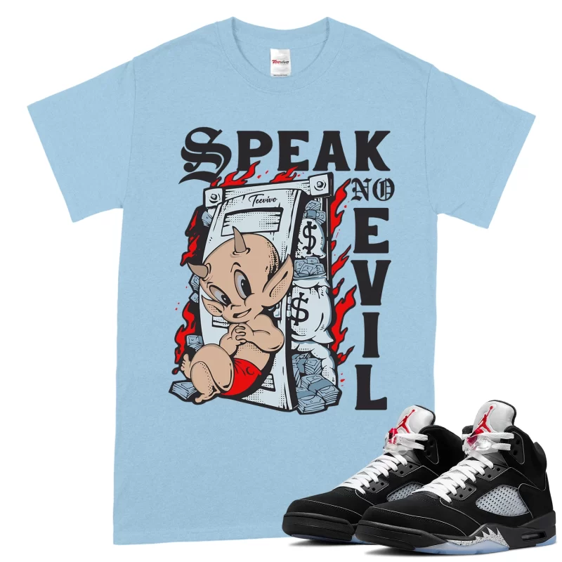 TeeVivo T-Shirt Match Air Jordan 5 Retro OG Black Metallic Reimagined Speak no evil – Air Jordan 5 Shirt, AJ5 Shirt