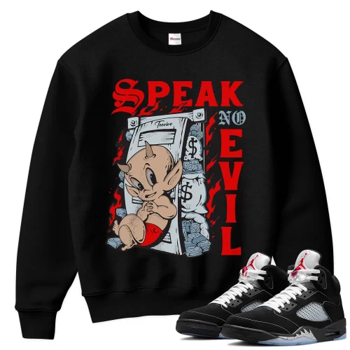 TeeVivo Sweatshirt Match Air Jordan 5 Retro OG Black Metallic Reimagined Speak no evil – Air Jordan 5 Sweatshirt, AJ5 Sweatshirt