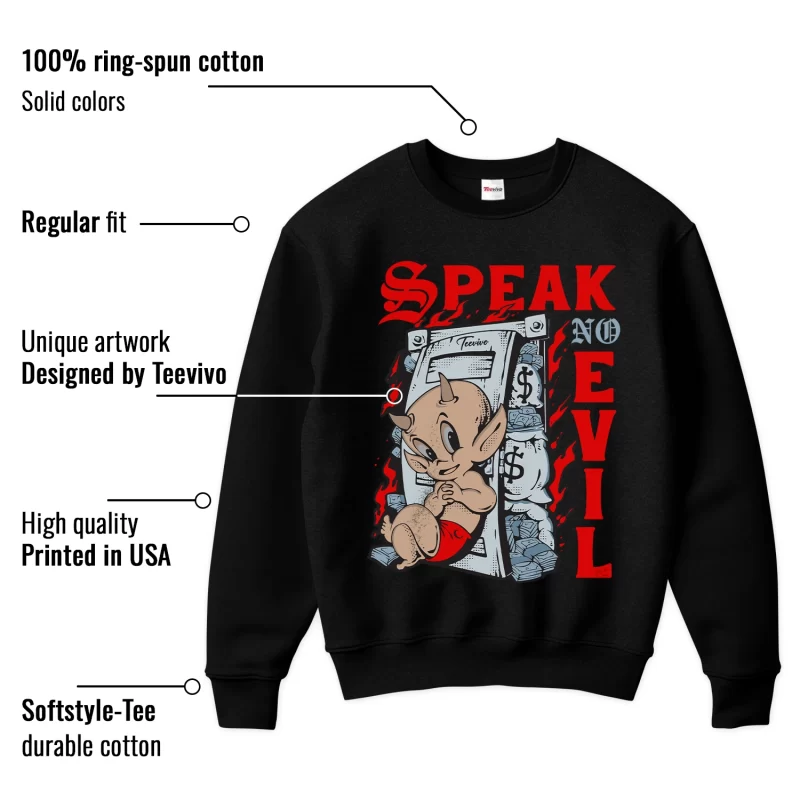 TeeVivo Sweatshirt Match Air Jordan 5 Retro OG Black Metallic Reimagined Speak no evil – Air Jordan 5 Sweatshirt, AJ5 Sweatshirt