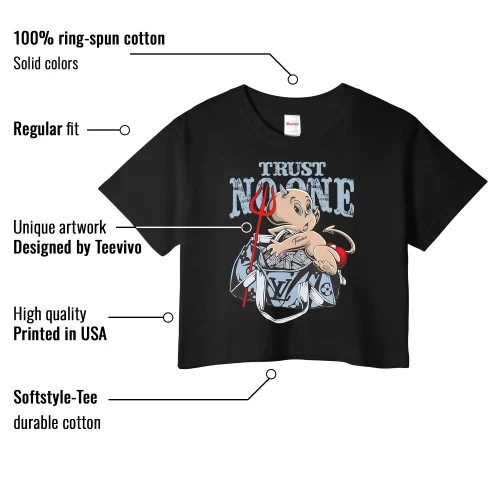 TeeVivo Crop Top Match Air Jordan 5 Retro OG Black Metallic Reimagined Trust no one – Air Jordan 5 Crop Top, AJ5 Crop Top