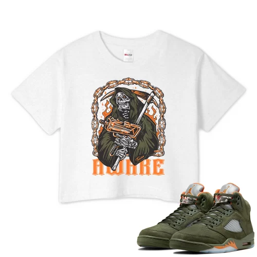 TeeVivo Crop Top Match Air Jordan 5 Retro Olive Awake – Air Jordan 5 Crop Top, AJ5 Crop Top