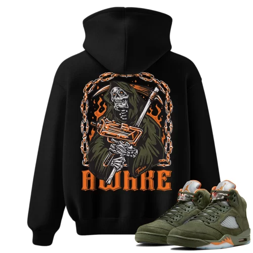 TeeVivo Hoodie Match Air Jordan 5 Retro Olive Awake – Air Jordan 5 Hoodie, AJ5 Hoodie