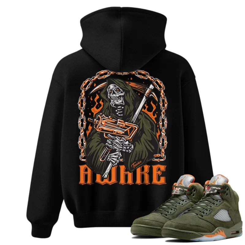 TeeVivo Hoodie Match Air Jordan 5 Retro Olive Awake – Air Jordan 5 Hoodie, AJ5 Hoodie