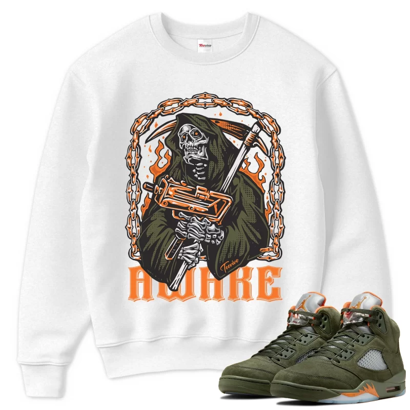 TeeVivo Sweatshirt Match Air Jordan 5 Retro Olive Awake – Air Jordan 5 Sweatshirt, AJ5 Sweatshirt