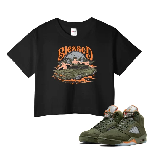 TeeVivo Crop Top Match Air Jordan 5 Retro Olive Blessed – Air Jordan 5 Crop Top, AJ5 Crop Top