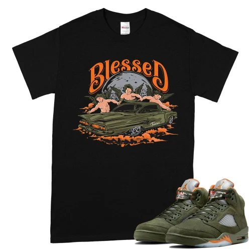 TeeVivo T-Shirt Match Air Jordan 5 Retro Olive Blessed – Air Jordan 5 Shirt, AJ5 Shirt
