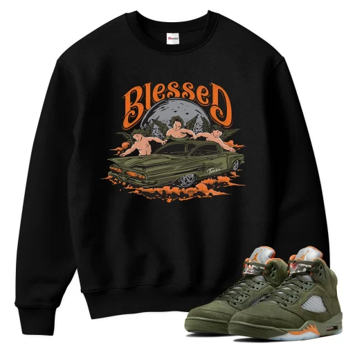 TeeVivo Sweatshirt Match Air Jordan 5 Retro Olive Blessed – Air Jordan 5 Sweatshirt, AJ5 Sweatshirt