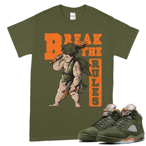 TeeVivo T-Shirt Match Air Jordan 5 Retro Olive Break the rules – Air Jordan 5 Shirt, AJ5 Shirt