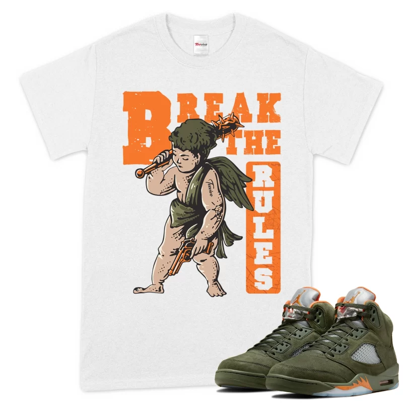 TeeVivo T-Shirt Match Air Jordan 5 Retro Olive Break the rules – Air Jordan 5 Shirt, AJ5 Shirt