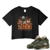TeeVivo Crop Top Match Air Jordan 5 Retro Olive Burning the ground – Air Jordan 5 Crop Top, AJ5 Crop Top
