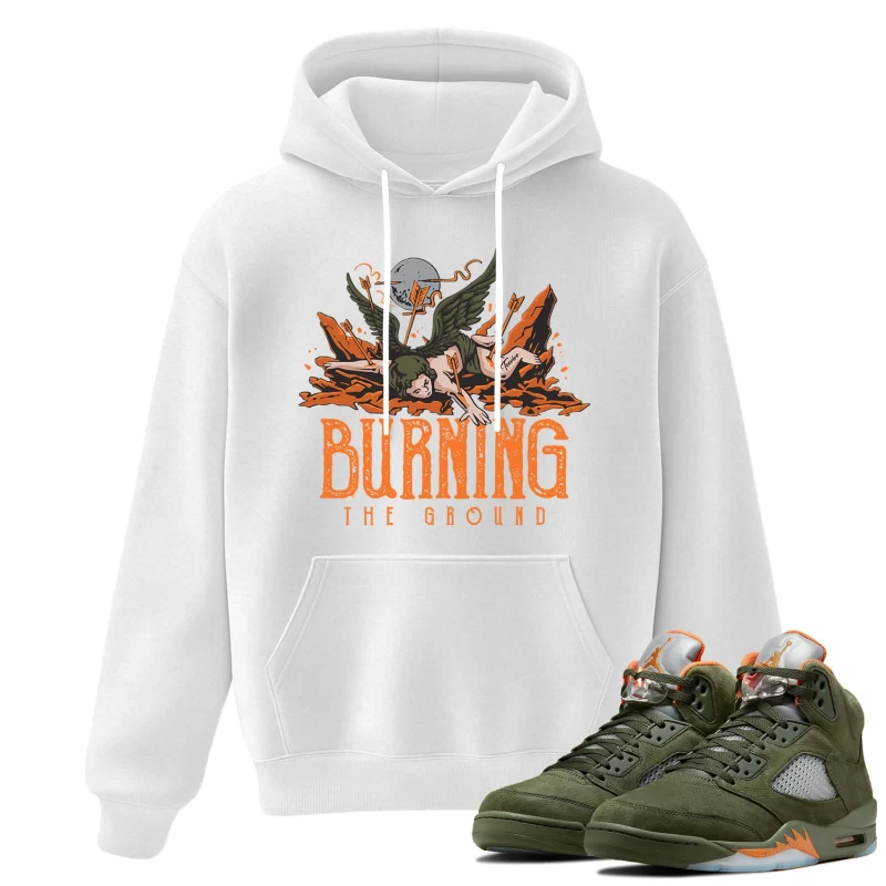 TeeVivo Hoodie Match Air Jordan 5 Retro Olive Burning the ground – Air Jordan 5 Hoodie, AJ5 Hoodie