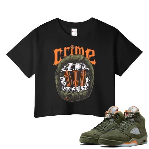 TeeVivo Crop Top Match Air Jordan 5 Retro Olive Crime – Air Jordan 5 Crop Top, AJ5 Crop Top