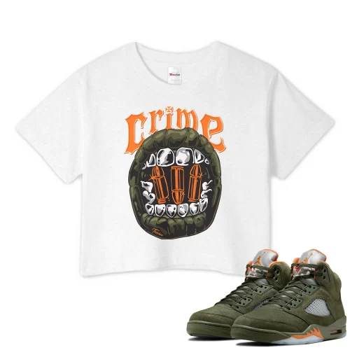TeeVivo Crop Top Match Air Jordan 5 Retro Olive Crime – Air Jordan 5 Crop Top, AJ5 Crop Top