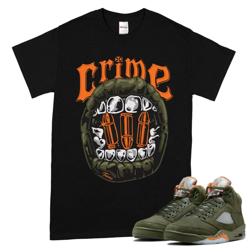 TeeVivo T-Shirt Match Air Jordan 5 Retro Olive Crime – Air Jordan 5 Shirt, AJ5 Shirt
