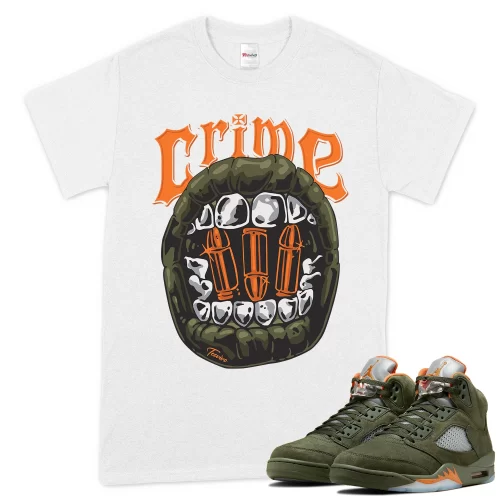 TeeVivo T-Shirt Match Air Jordan 5 Retro Olive Crime – Air Jordan 5 Shirt, AJ5 Shirt