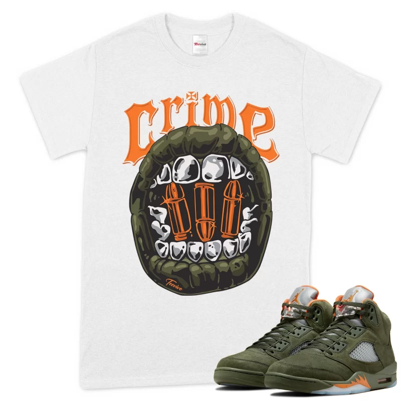 TeeVivo T-Shirt Match Air Jordan 5 Retro Olive Crime – Air Jordan 5 Shirt, AJ5 Shirt