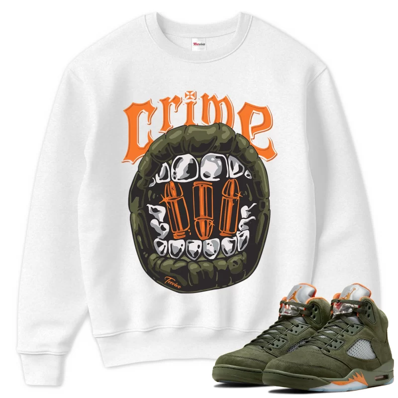 TeeVivo Sweatshirt Match Air Jordan 5 Retro Olive Crime – Air Jordan 5 Sweatshirt, AJ5 Sweatshirt