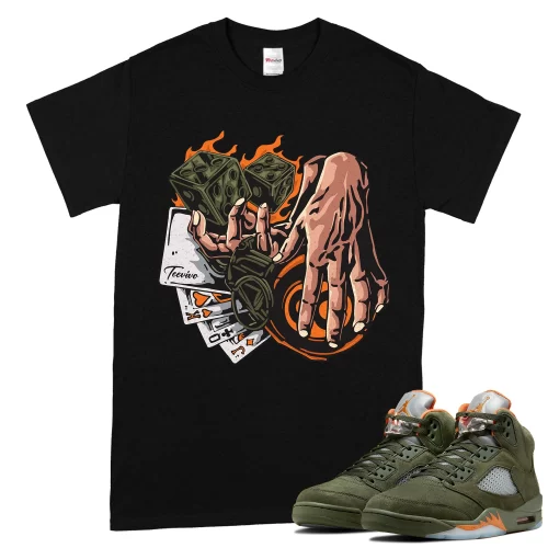 TeeVivo T-Shirt Match Air Jordan 5 Retro Olive Gambling – Air Jordan 5 Shirt, AJ5 Shirt