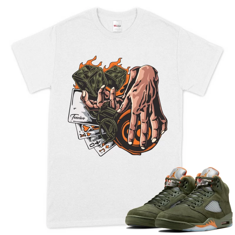 TeeVivo T-Shirt Match Air Jordan 5 Retro Olive Gambling – Air Jordan 5 Shirt, AJ5 Shirt