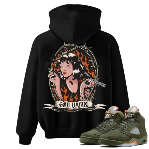 TeeVivo Hoodie Match Air Jordan 5 Retro Olive God Daaamn – Air Jordan 5 Hoodie, AJ5 Hoodie