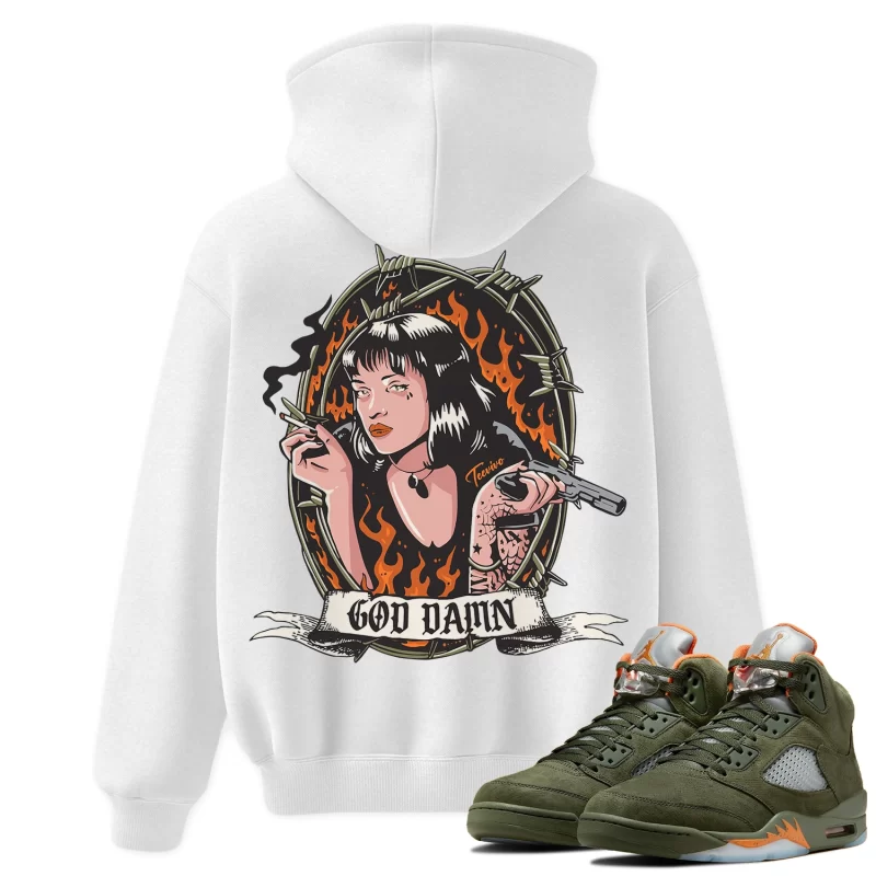 TeeVivo Hoodie Match Air Jordan 5 Retro Olive God Daaamn – Air Jordan 5 Hoodie, AJ5 Hoodie