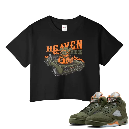 TeeVivo Crop Top Match Air Jordan 5 Retro Olive Heaven vibes – Air Jordan 5 Crop Top, AJ5 Crop Top