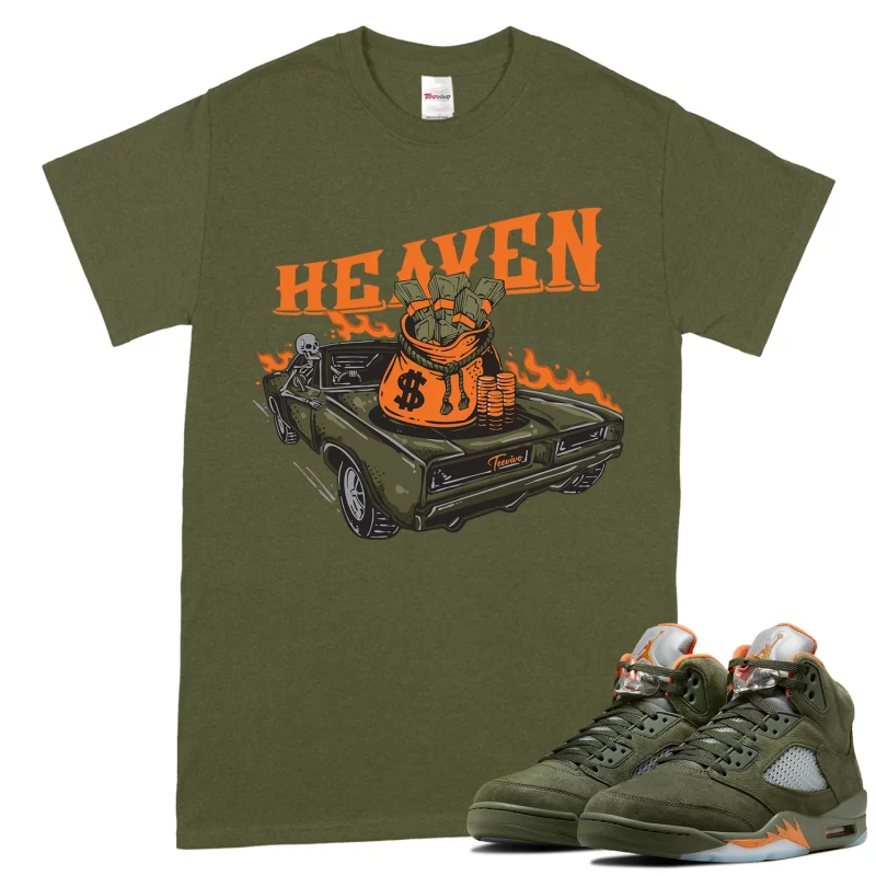 TeeVivo T-Shirt Match Air Jordan 5 Retro Olive Heaven vibes – Air Jordan 5 Shirt, AJ5 Shirt