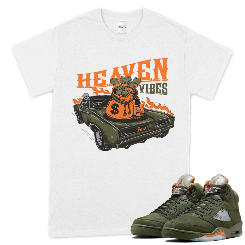 TeeVivo T-Shirt Match Air Jordan 5 Retro Olive Heaven vibes – Air Jordan 5 Shirt, AJ5 Shirt