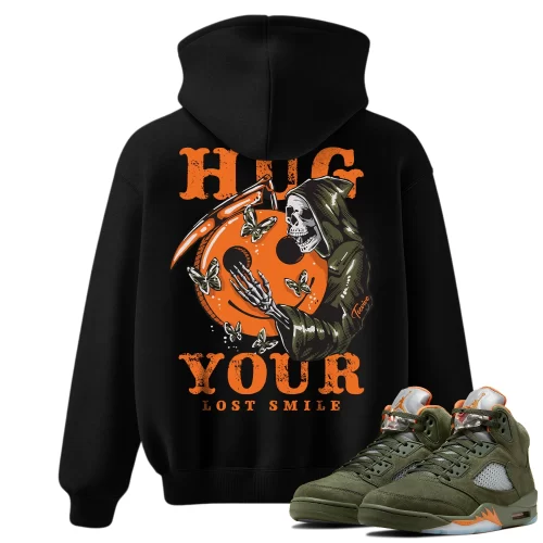 TeeVivo Hoodie Match Air Jordan 5 Retro Olive Hug your lost smile – Air Jordan 5 Hoodie, AJ5 Hoodie