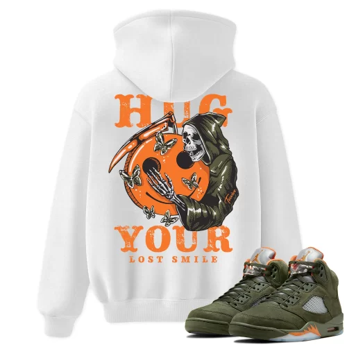 TeeVivo Hoodie Match Air Jordan 5 Retro Olive Hug your lost smile – Air Jordan 5 Hoodie, AJ5 Hoodie