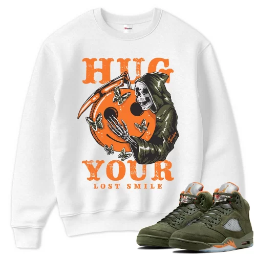 TeeVivo Sweatshirt Match Air Jordan 5 Retro Olive Hug your lost smile – Air Jordan 5 Sweatshirt, AJ5 Sweatshirt