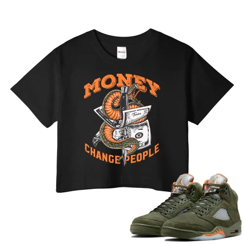 TeeVivo Crop Top Match Air Jordan 5 Retro Olive Money change people – Air Jordan 5 Crop Top, AJ5 Crop Top