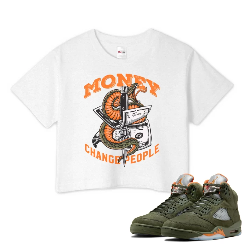 TeeVivo Crop Top Match Air Jordan 5 Retro Olive Money change people – Air Jordan 5 Crop Top, AJ5 Crop Top