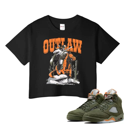 TeeVivo Crop Top Match Air Jordan 5 Retro Olive Outlaw – Air Jordan 5 Crop Top, AJ5 Crop Top
