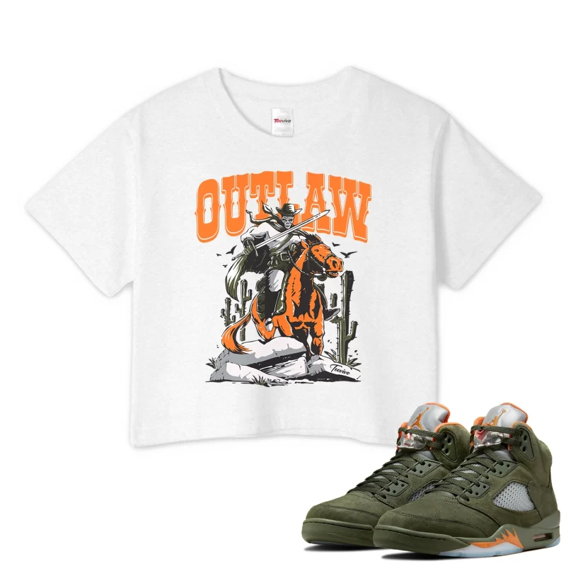 TeeVivo Crop Top Match Air Jordan 5 Retro Olive Outlaw – Air Jordan 5 Crop Top, AJ5 Crop Top