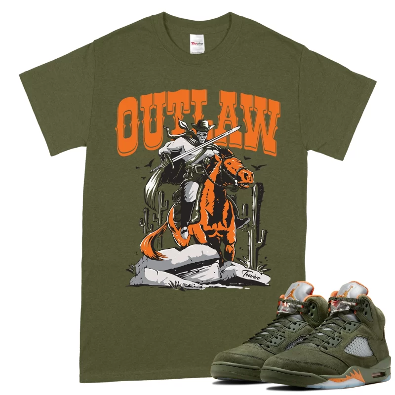 TeeVivo T-Shirt Match Air Jordan 5 Retro Olive Outlaw – Air Jordan 5 Shirt, AJ5 Shirt