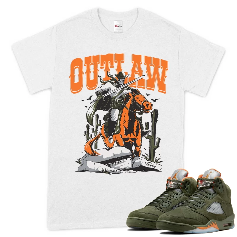 TeeVivo T-Shirt Match Air Jordan 5 Retro Olive Outlaw – Air Jordan 5 Shirt, AJ5 Shirt