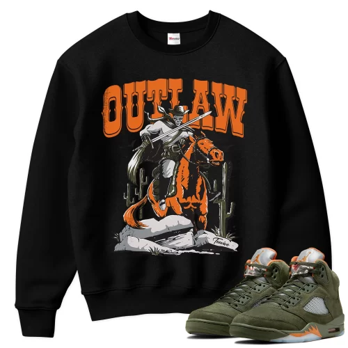 TeeVivo Sweatshirt Match Air Jordan 5 Retro Olive Outlaw – Air Jordan 5 Sweatshirt, AJ5 Sweatshirt