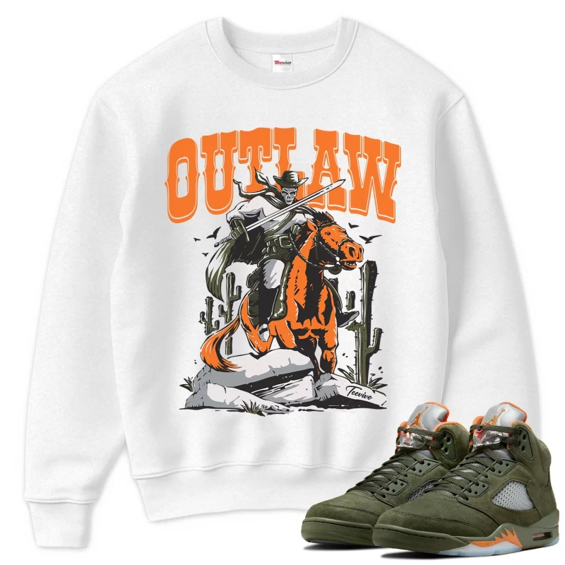 TeeVivo Sweatshirt Match Air Jordan 5 Retro Olive Outlaw – Air Jordan 5 Sweatshirt, AJ5 Sweatshirt