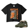TeeVivo Crop Top Match Air Jordan 5 Retro Olive Speak no evil – Air Jordan 5 Crop Top, AJ5 Crop Top