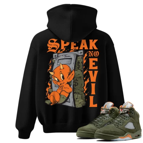 TeeVivo Hoodie Match Air Jordan 5 Retro Olive Speak no evil – Air Jordan 5 Hoodie, AJ5 Hoodie