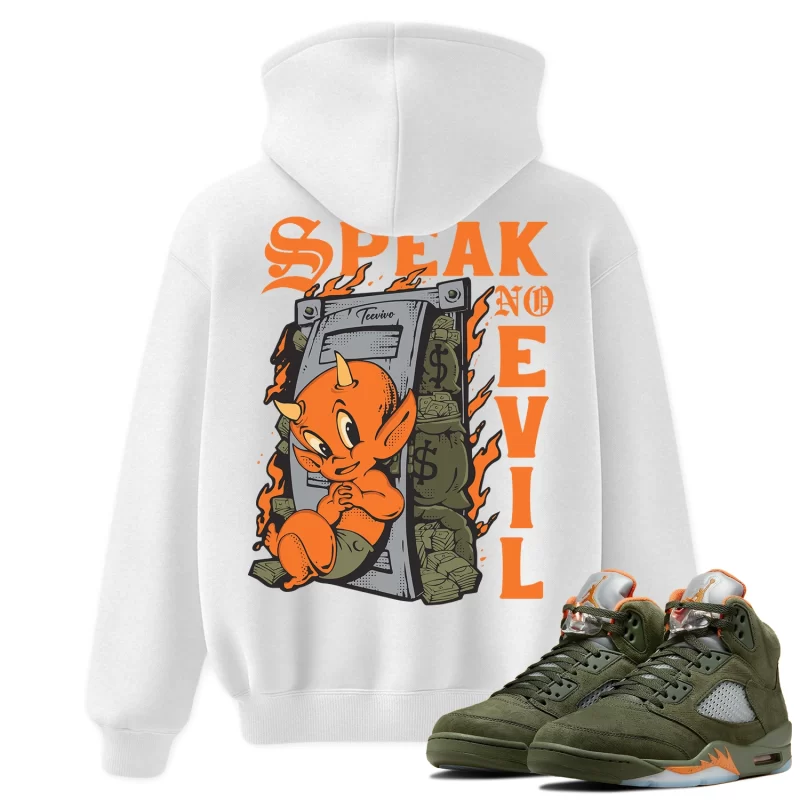 TeeVivo Hoodie Match Air Jordan 5 Retro Olive Speak no evil – Air Jordan 5 Hoodie, AJ5 Hoodie