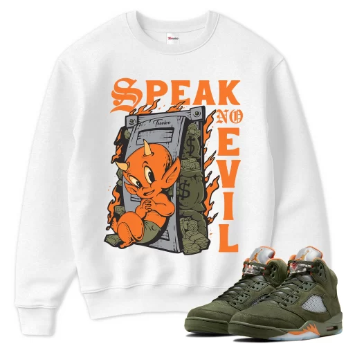 TeeVivo Sweatshirt Match Air Jordan 5 Retro Olive Speak no evil – Air Jordan 5 Sweatshirt, AJ5 Sweatshirt