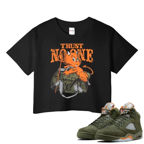 TeeVivo Crop Top Match Air Jordan 5 Retro Olive Trust no one – Air Jordan 5 Crop Top, AJ5 Crop Top