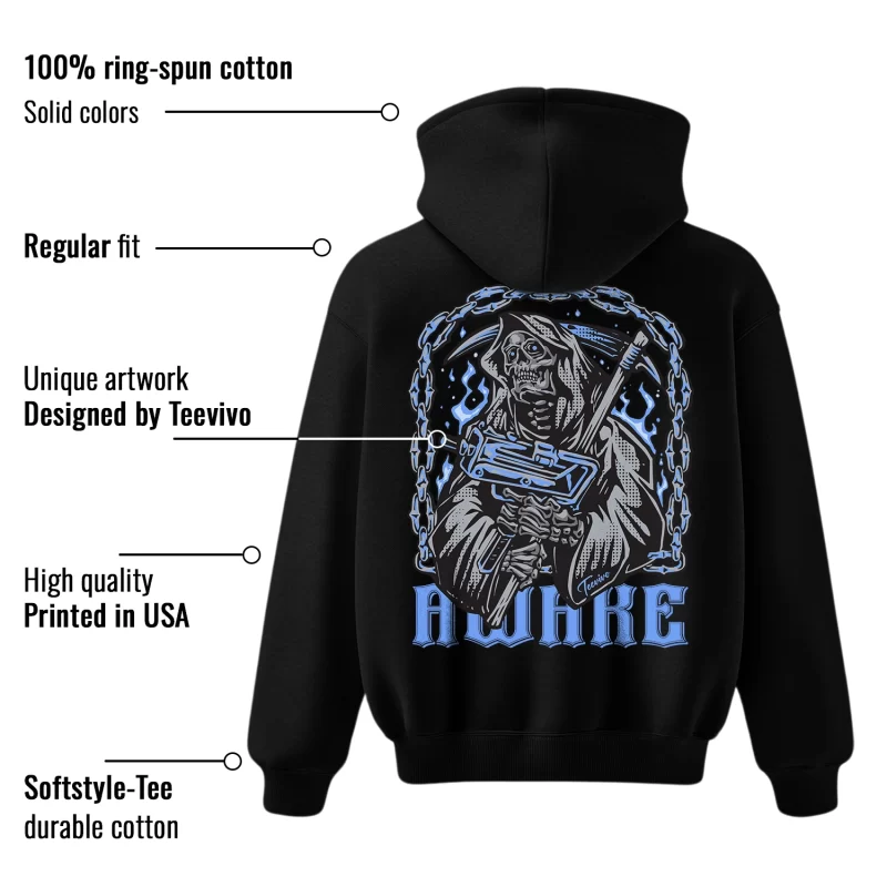 TeeVivo Hoodie Match Air Jordan 5 Retro UNC University Blue Awake – Air Jordan 5 Hoodie, AJ5 Hoodie