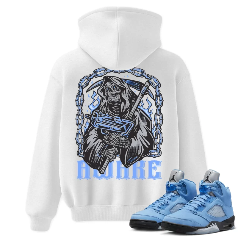 TeeVivo Hoodie Match Air Jordan 5 Retro UNC University Blue Awake – Air Jordan 5 Hoodie, AJ5 Hoodie